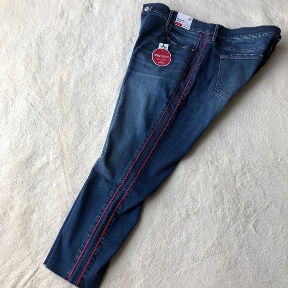 Express Tuxedo Stripe Raw Ankle Skinny Jeans - Picture 5 of 16